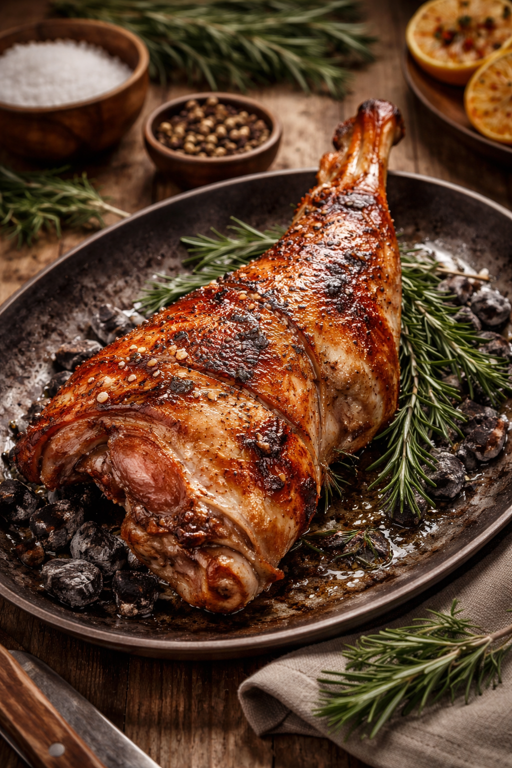 Paletilla de cordero asada al carbón con romero